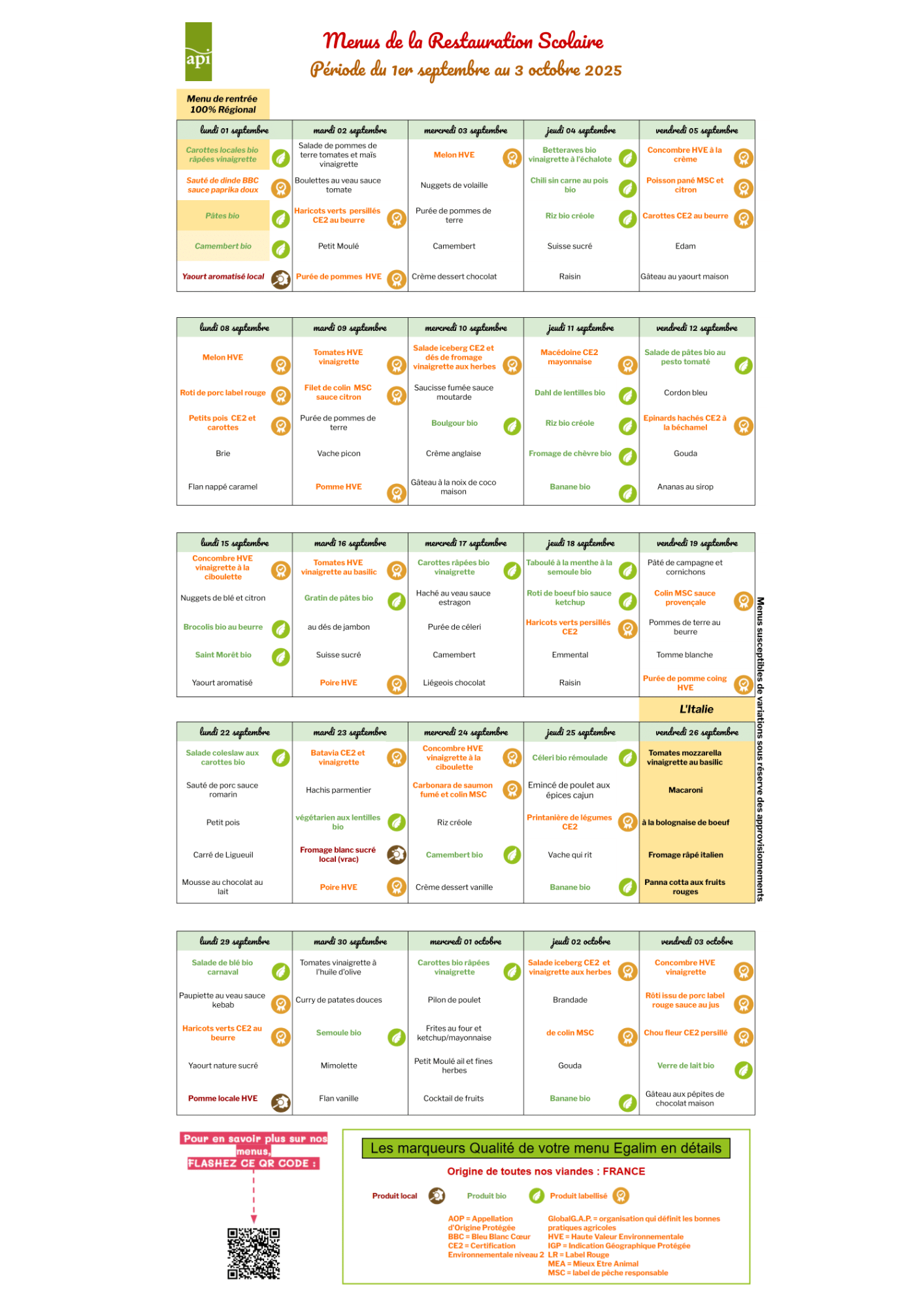 menu septembre 25